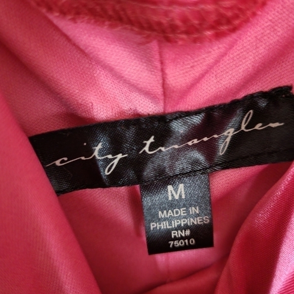 City Triangles Hot Pink Beaded V Neck Formal Satin Like Party Prom Dress - Picture 7 of 11